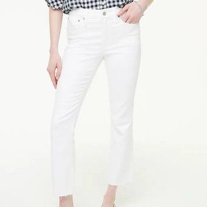J.Crew Factory Flare Crop White Jeans in Signature Stretch; White; Size 28